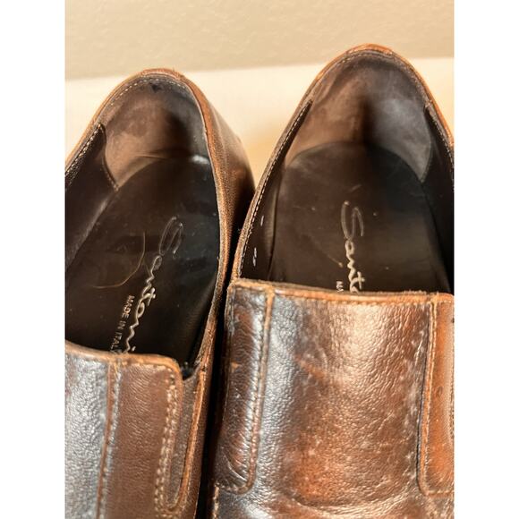 SANTONI Men's Dark Brown Leather Blaze Venetian Loafer Dress Shoe 9 US D - Picture 11 of 14